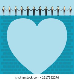 Businessmen holding hands teamwork success, Vector illustration in flat style