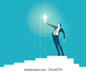 Businessmen holding the light bulb up. Business concept illustration