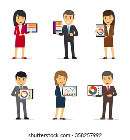 Businessmen holding tablet PC showing chart