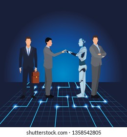 businessmen with humanoid robot