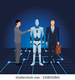 businessmen with humanoid robot