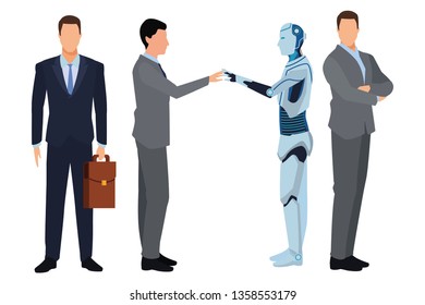 businessmen with humanoid robot