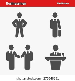 Businessmen Icons. Professional, pixel perfect icons optimized for both large and small resolutions. EPS 8 format. Designed at 32 x 32 pixels.