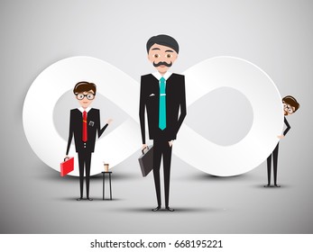 Businessmen with Infinity Symbol. Vector.