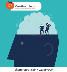 Businessmen inflating a brain. Vector illustration Eps10 file. Global colors. Text and Texture in separate layers.