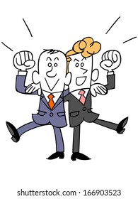 Businessmen join shoulder with colleagues