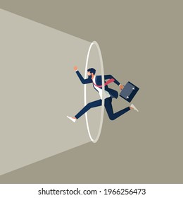 Businessmen jumping out of the comfort zone, represents conquering adversity
