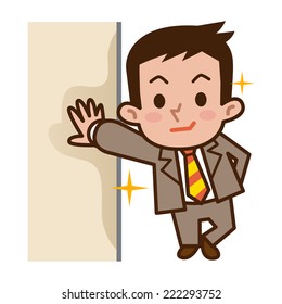 Businessmen lean against a wall