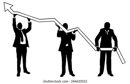 businessmen lifting a graph