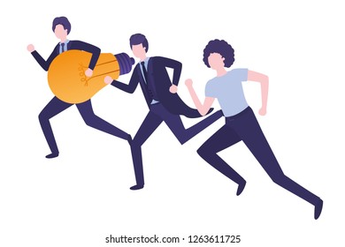 Businessmen with light bulb avatar character