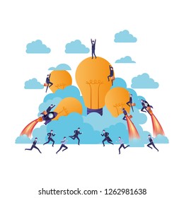 businessmen with lightbulb avatar character