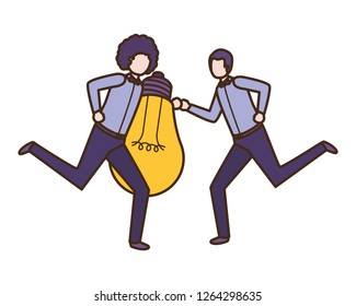 Businessmen with lightbulb avatar character
