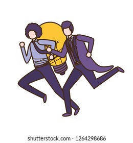 Businessmen with lightbulb avatar character