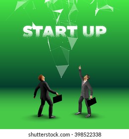 Businessmen looking and pointing up for business concept