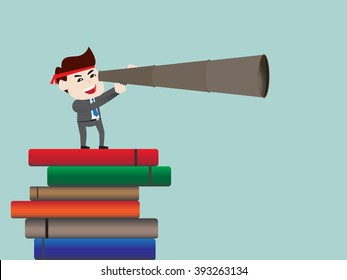Businessmen looking for success by standing on the basis of knowledge