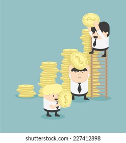 Businessmen make graph money