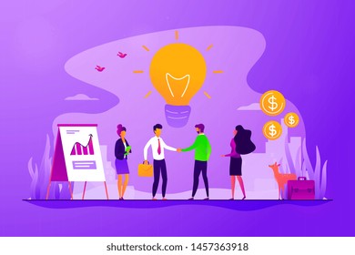 Businessmen making agreement. Brand management. Company collaboration. Partnership and agreement, cooperation and teamwork, business partners concept. Vector isolated concept creative illustration