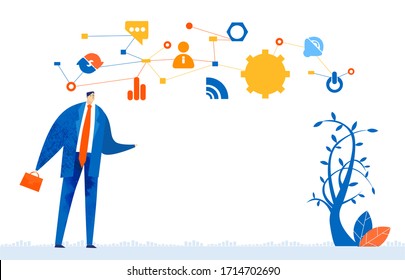Businessmen making decision, thinking and analysing data, concept illustration 