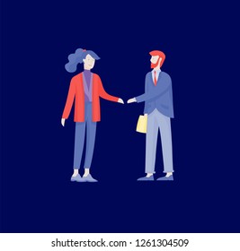 Businessmen making handshake, business etiquette, merger concepts office workers, clerks or managers talking to each other, discussing, depressed Tired male and female office workers sitting, sleeping
