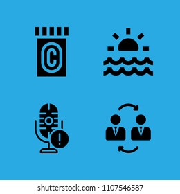 businessmen, microphone, medicine and sunrise icons vector in sample icon set for web and graphic design