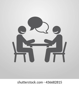 Businessmen negotiating at the table. Business lunch. A business meeting. Vector illustration. Eps 10.