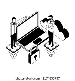 businessmen network laptop cloud storage security