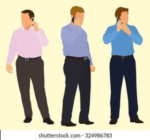 Businessmen on Mobile Phone in Business Casual Dress