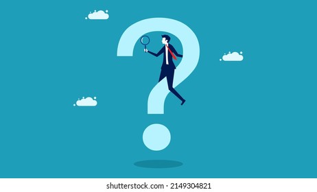Businessmen on a question mark. problem solving concept