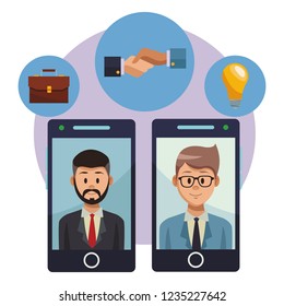 Businessmen on smartphones