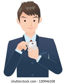Businessmen to operate the smartphone