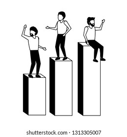 businessmen over diagram bars
