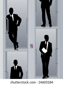 Businessmen in the paternoster