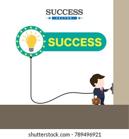 Businessmen plug the light bulb ideas. Vector illustrations