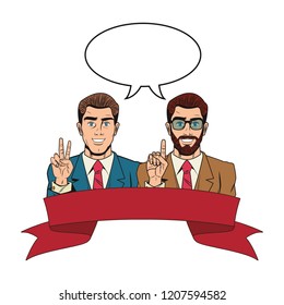 Businessmen pop art cartoon