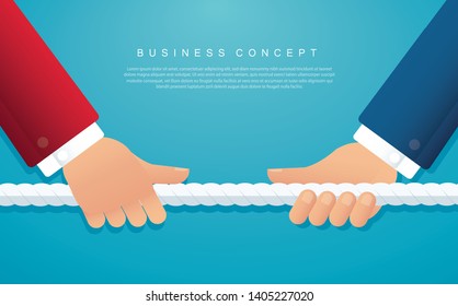 businessmen pull the rope business concept. tug of war background vector illustration EPS10