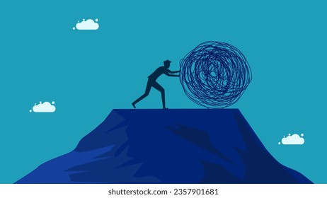 Businessmen push chaos. vector illustration