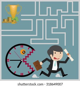 Businessmen racing with clock