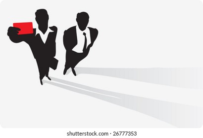 Businessmen with red pass. Vector illustration.
