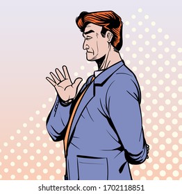 Businessmen Refuse To Agree. Not OK. People Disagree. Illustration Vector. On Pop Art Comics Style.