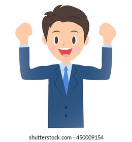 Businessmen rejoice, male company employee of illustration material