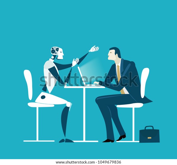 Businessmen Robot Having Discussion Future Reality Stock Vector ...