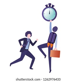 businessmen with rocket and clock avatar character
