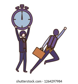 businessmen with rocket and clock avatar character