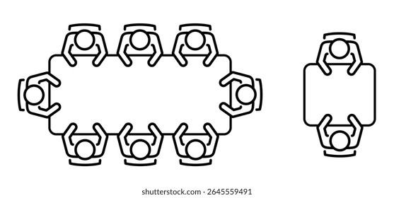 businessmen at a round table. Office Chair. Meeting rooms concept. Table for business meetings. Brainstorming and teamwork. Conference hall icon. Office workers during the meeting. Table and chairs.
