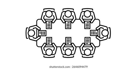 businessmen at a round table. Office Chair. Meeting rooms concept. Table for business meetings. Brainstorming and teamwork. Conference hall icon. Office workers during the meeting. Table and chairs.