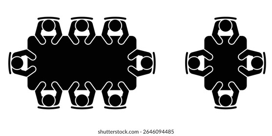 businessmen at a round table. Office Chair. Meeting rooms concept. Table for business meetings. Brainstorming and teamwork. Conference hall icon. Office workers during the meeting. Table and chairs.