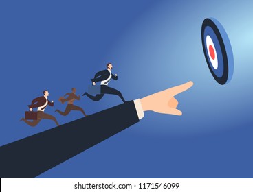 
Businessmen run to meet the ultimate goal.Achieving goals & success. Flat style vector illustration.