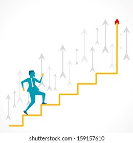 businessmen run on graph vector