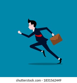 Businessmen run to success vector.