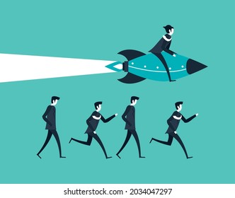 businessmen running and flying unique concept